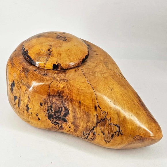 Vintage Mid Century Solid Burl Wood Burlwood free form secret box w lid